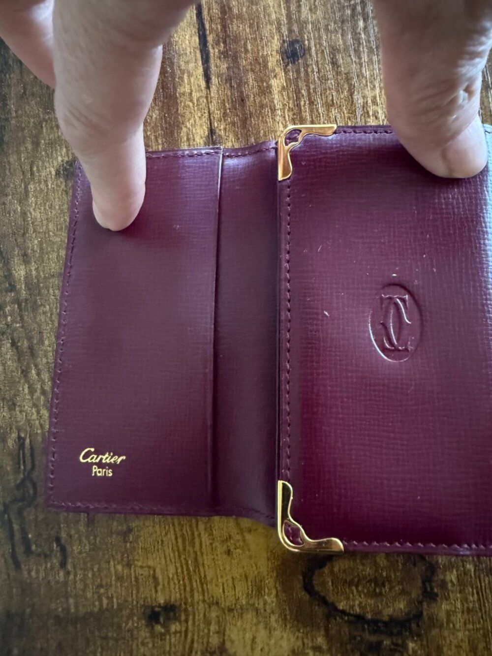 Vintage 1980s Must de Cartier 6 Key Holder Burgundy Leather Box Cloth Cards - Picture 12 of 14